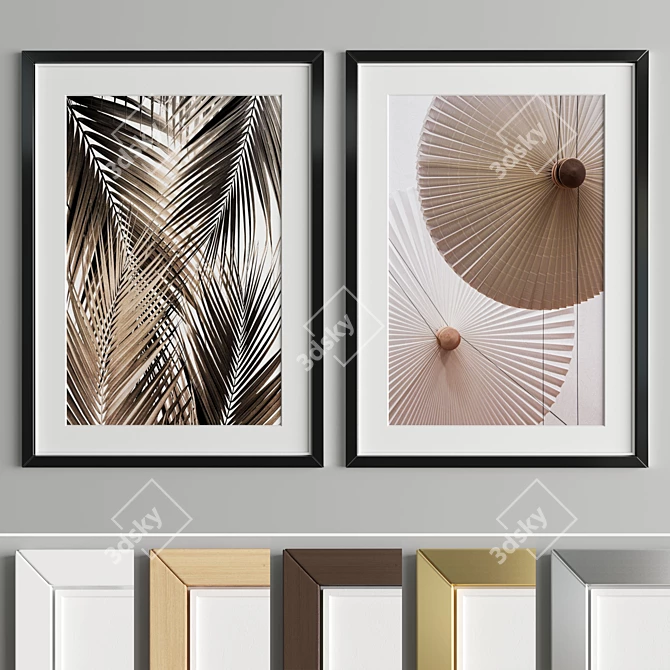 Modern Art Frame Set: Wood & Metal 3D model image 4