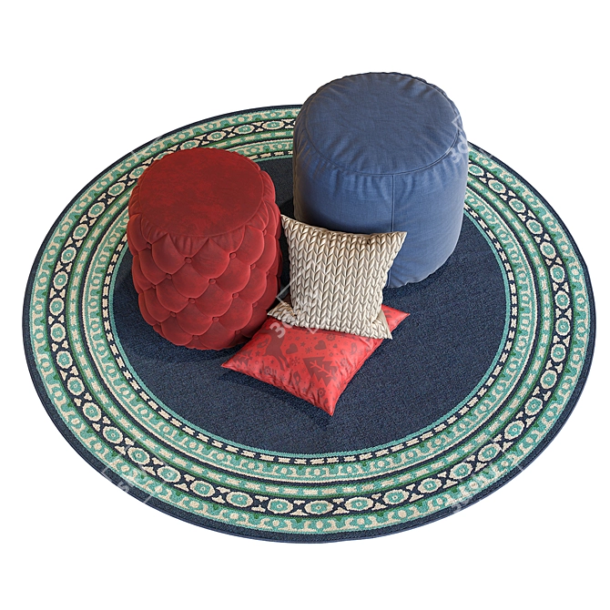 Cozy Puf Color Set: Rug & Pillows 3D model image 3