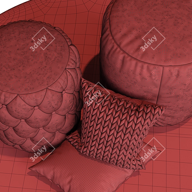 Cozy Puf Color Set: Rug & Pillows 3D model image 5