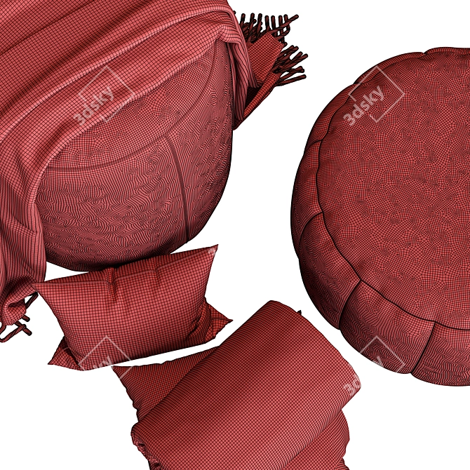 Cozy Puf Color Set: Rug & Pillows 3D model image 5