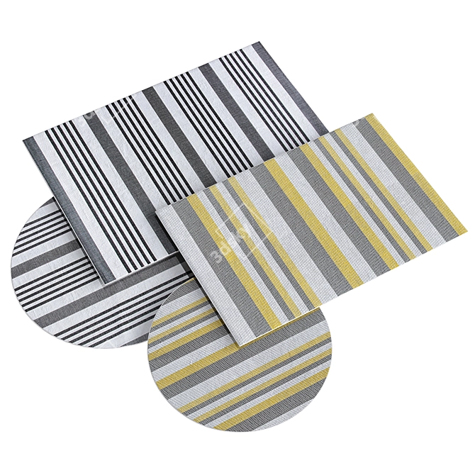 Sophisticated Gray Striped Rugs 3D model image 2