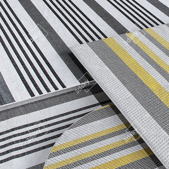 Sophisticated Gray Striped Rugs 3D model image 3