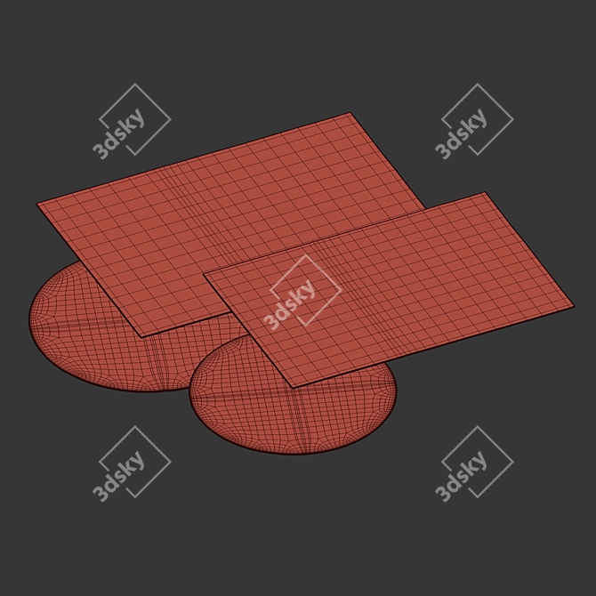 Cozy Wool Area Rugs Set 3D model image 4