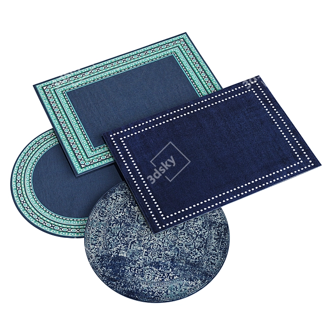 Navy Area Rugs Set for Chic Spaces 3D model image 2