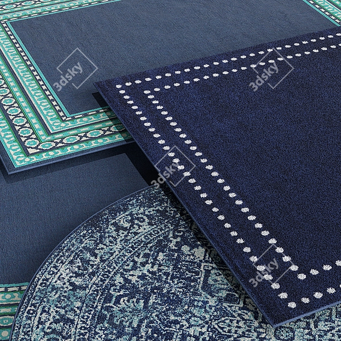 Navy Area Rugs Set for Chic Spaces 3D model image 3