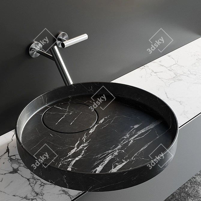 Eccentrico Vanity Set: Wood, Marble, Integrated Lighting 3D model image 2