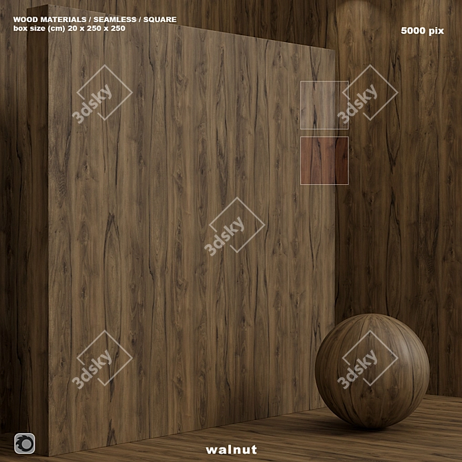 Walnut Wood Set: Seamless Material for Box Scene 3D model image 1