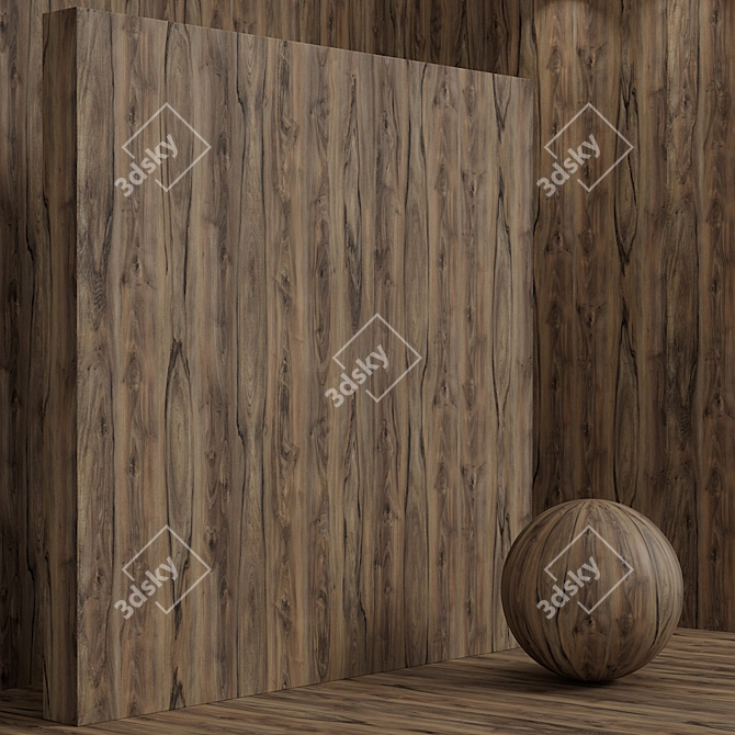 Walnut Wood Set: Seamless Material for Box Scene 3D model image 4