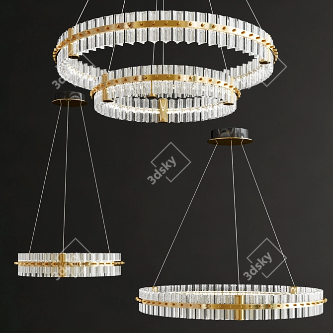 Golden Ring Novel Chandelier 3D model image 1