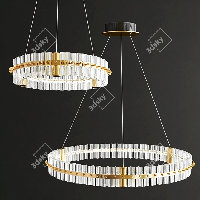 Golden Ring Novel Chandelier 3D model image 2