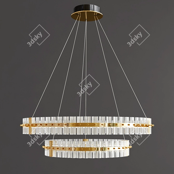 Golden Ring Novel Chandelier 3D model image 3