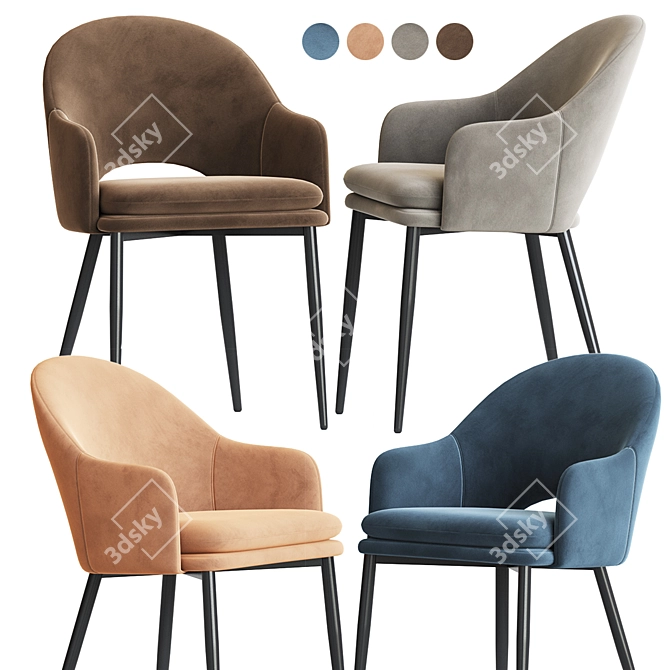 Velvet Moroccan Dining Chair 3D model image 1