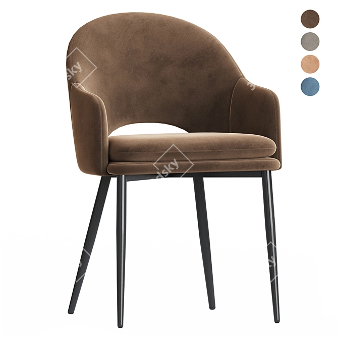 Velvet Moroccan Dining Chair 3D model image 3