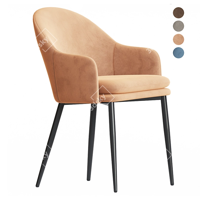 Velvet Moroccan Dining Chair 3D model image 4