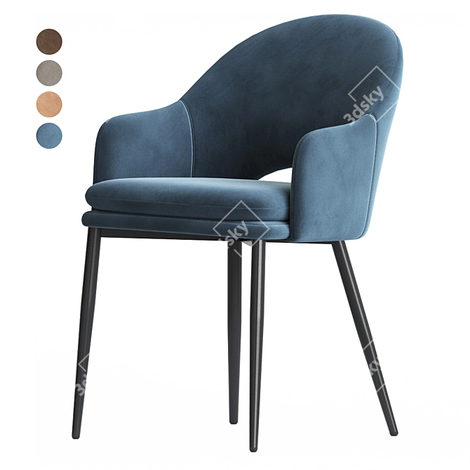 Velvet Moroccan Dining Chair 3D model image 5