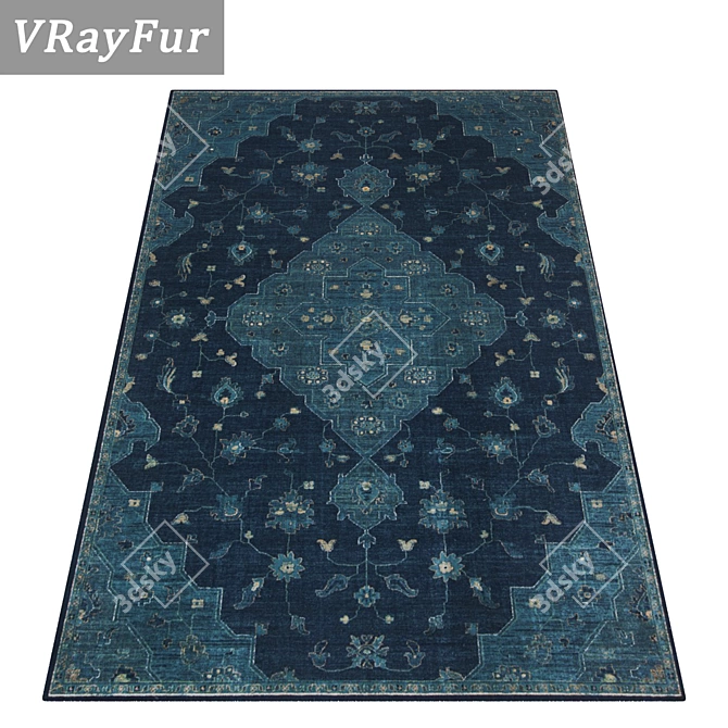 Luxurious 3-Piece Carpet Set 3D model image 2