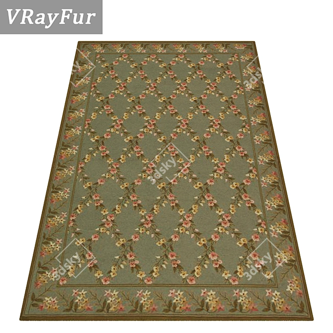 Luxury Rug Collection: Set of 3 High-Quality Carpets 3D model image 2