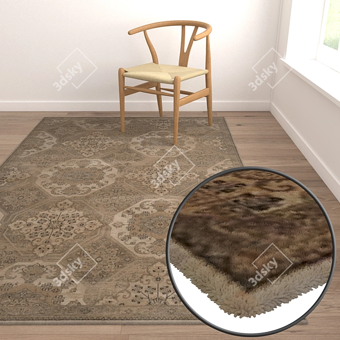 Luxury Textured Carpet Set 3D model image 5