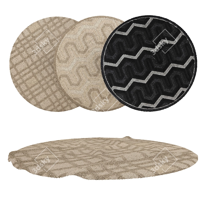 Round Carpets Set - Variety of Textures for Close and Distant Shots 3D model image 1