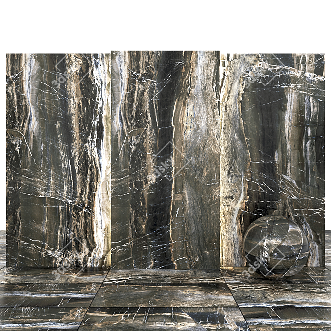 Opera Dark Marble Tiles: Glossy Texture, Various Sizes 3D model image 2