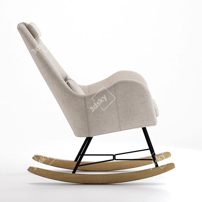 Cozy Sherst Beige Rocking Chair 3D model image 3