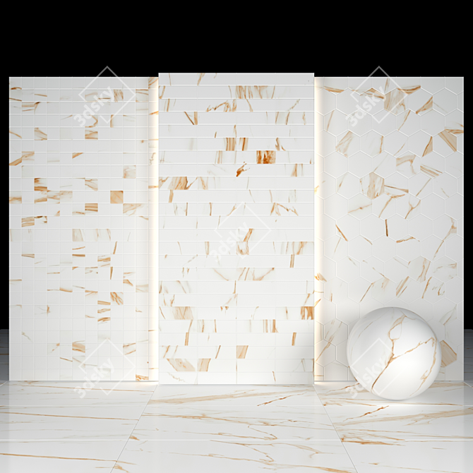 Golden Royal Marble: Luxurious Texture for Exquisite Spaces 3D model image 3
