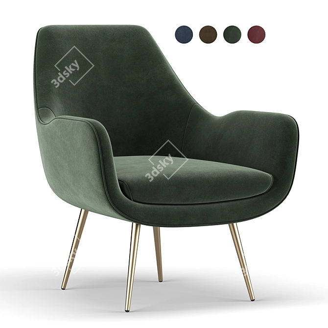 Modern Moby Accent Armchair 3D model image 1