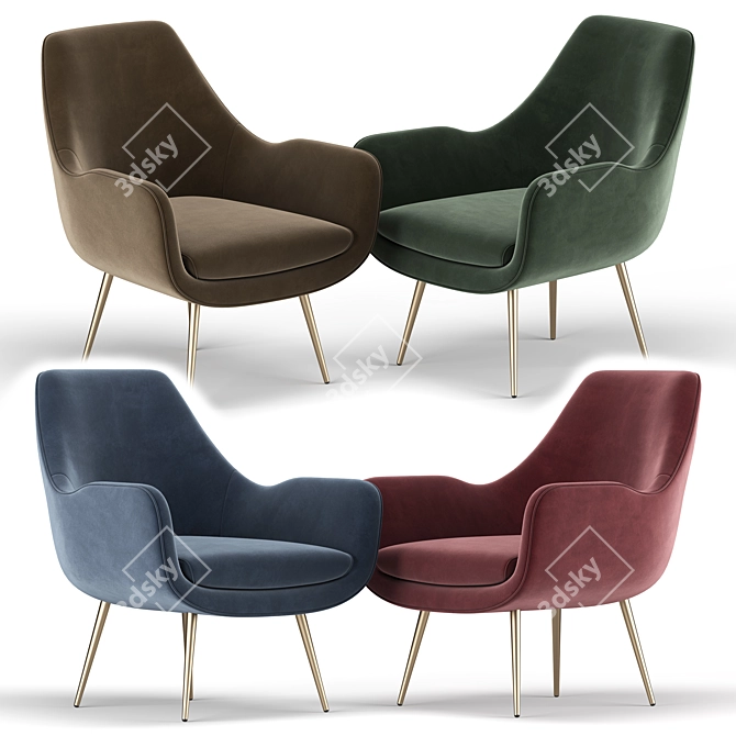 Modern Moby Accent Armchair 3D model image 2