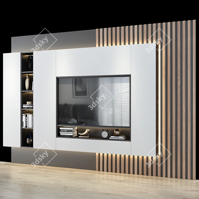 Modern TV Wall Set 3D model image 2