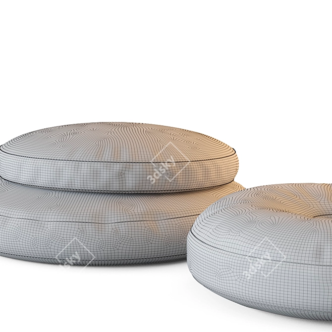 Oriental-Inspired Poufs: Stylish and Versatile 3D model image 5