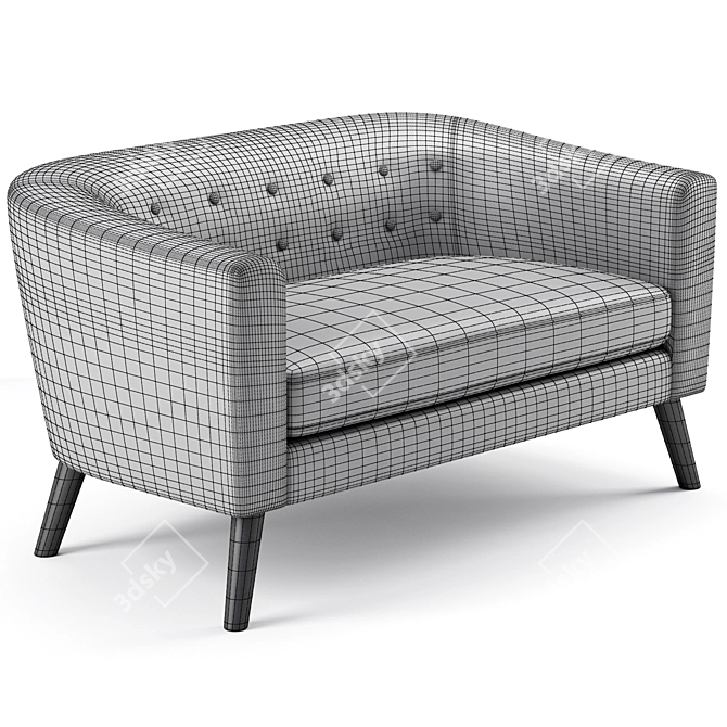 Mid-Century Modern Bridie Loveseat 3D model image 5