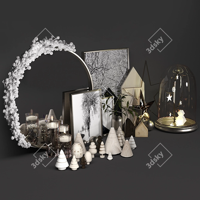 Sleek Monochrome Christmas Set 3D model image 1