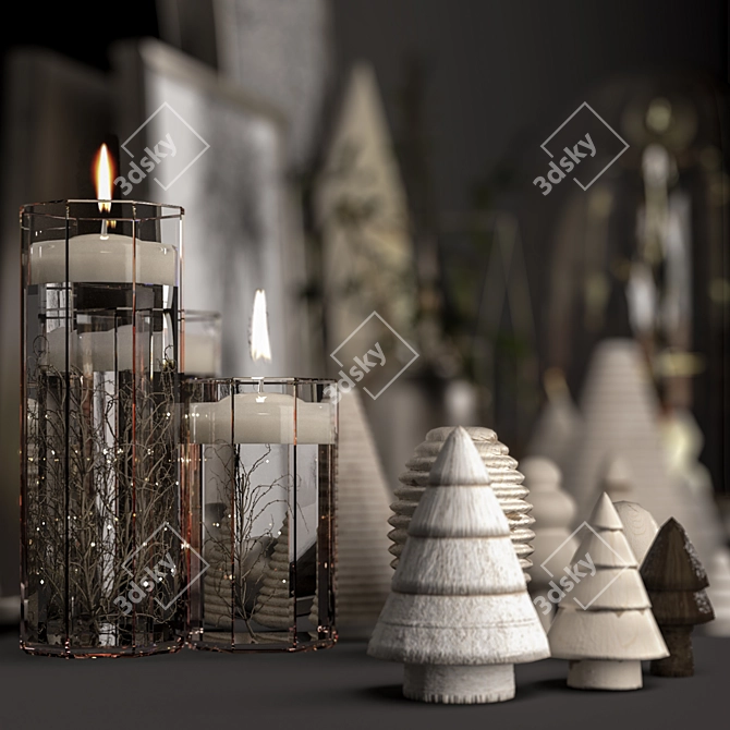 Sleek Monochrome Christmas Set 3D model image 2