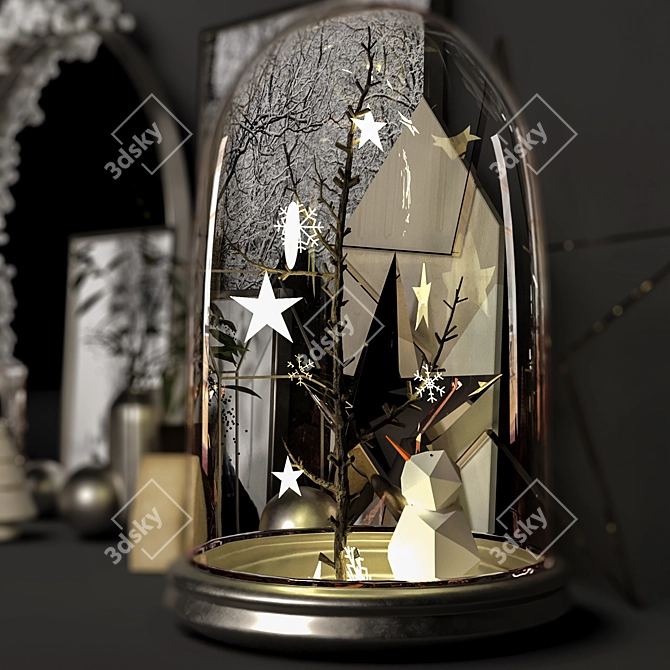 Sleek Monochrome Christmas Set 3D model image 3