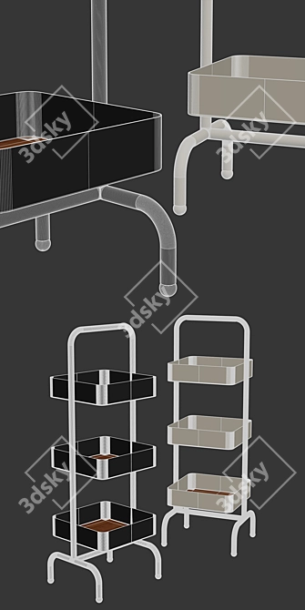 Zara Home Industrial Metal and Wood Shelf 3D model image 4