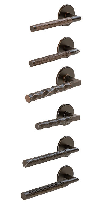 Elegant Set of 6 Door Handles 3D model image 2