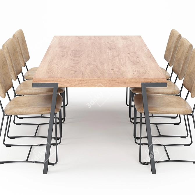 Modern Dining Table Set 3D model image 2