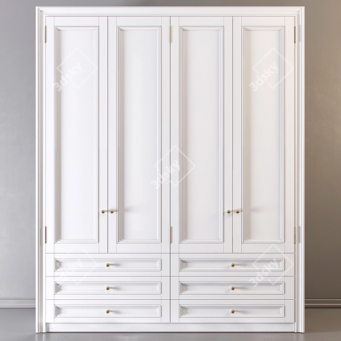 Elegant Space-Saving Wardrobe 3D model image 1