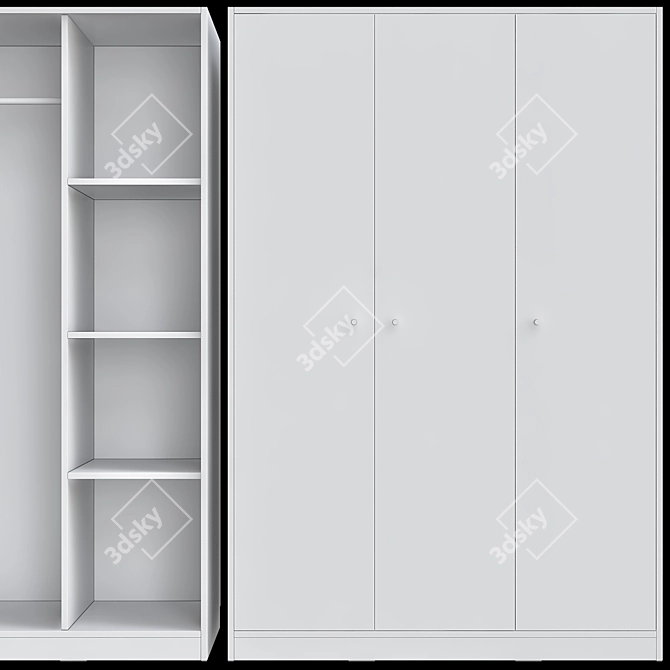 Kleppstad 3-Door Wardrobe: Sleek and Spacious 3D model image 1