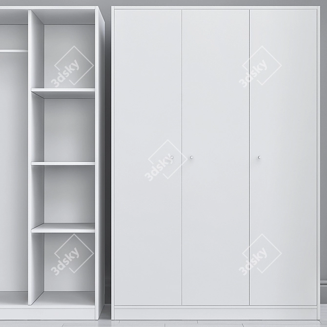 Kleppstad 3-Door Wardrobe: Sleek and Spacious 3D model image 2