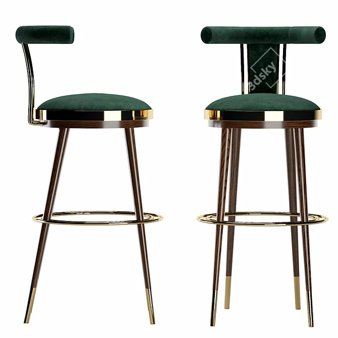 Classic Industrial Bar Stool 3D model image 2