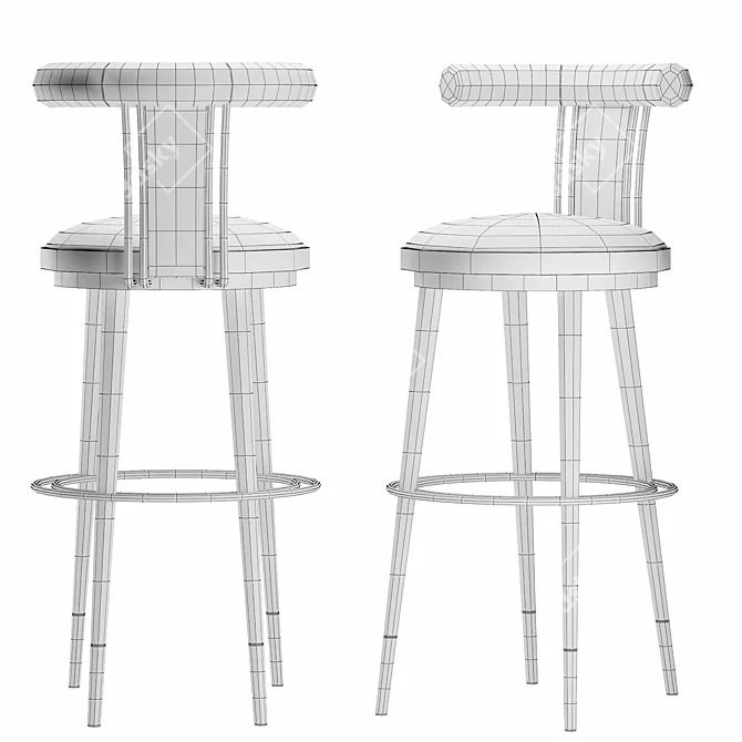 Classic Industrial Bar Stool 3D model image 4