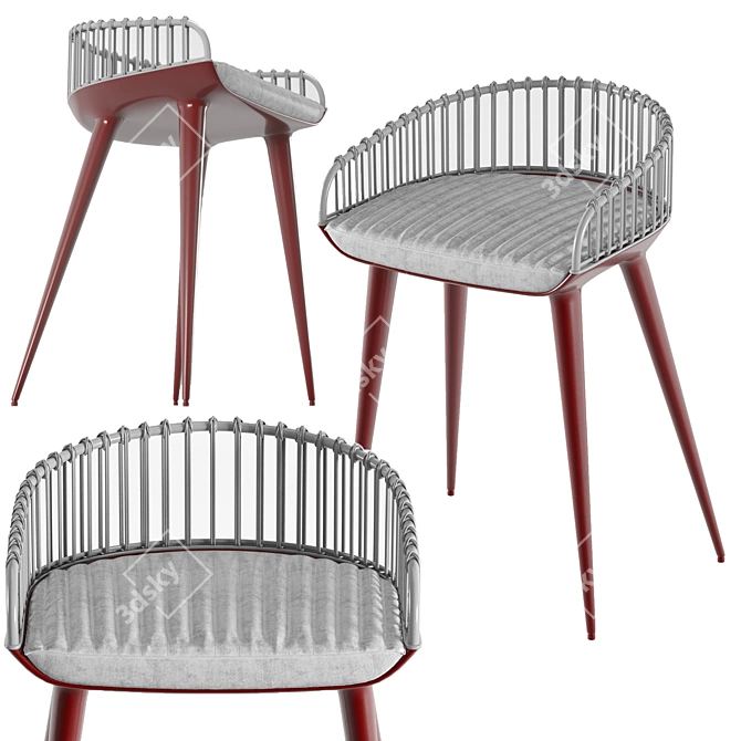 Sleek Leather Bar Chair 3D model image 3