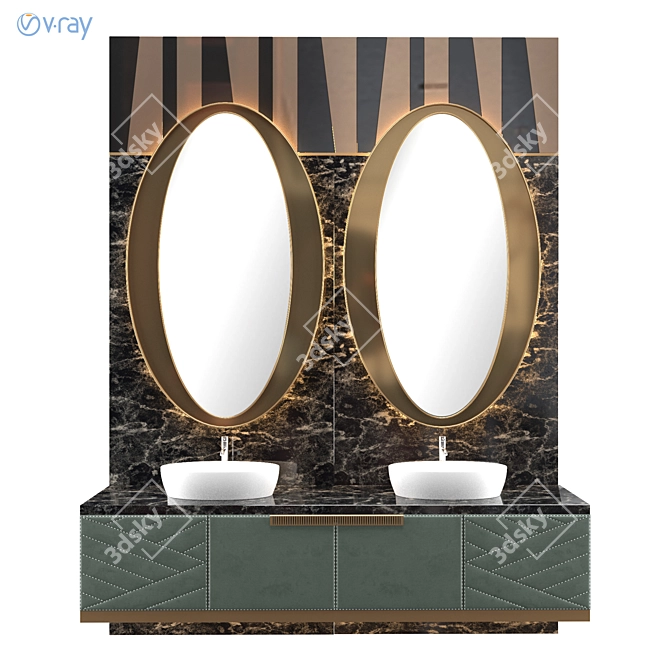 Elegant Luxury Wash Basin 3D model image 1