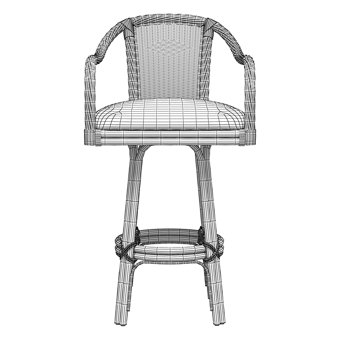 Wicker Handmade Swivel Bar Stool 3D model image 4