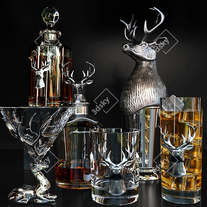  Elegant Alcohol Decor Set 3D model image 1