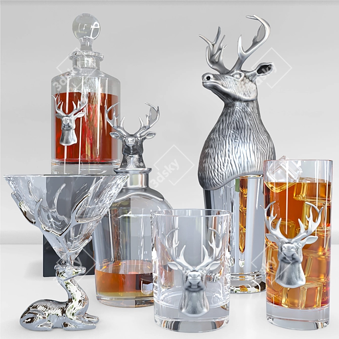  Elegant Alcohol Decor Set 3D model image 3