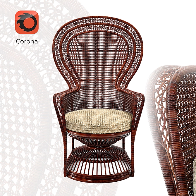 Natural Rattan Chair: Elegant and Comfortable 3D model image 1