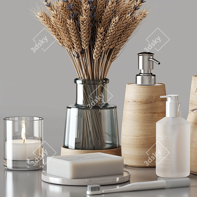 Elegant Wheat & Lavender Decor Set 3D model image 2