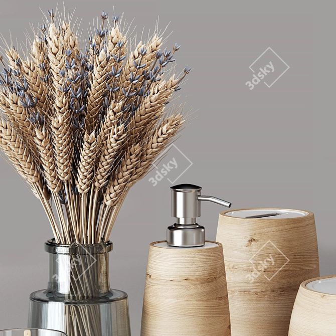 Elegant Wheat & Lavender Decor Set 3D model image 4